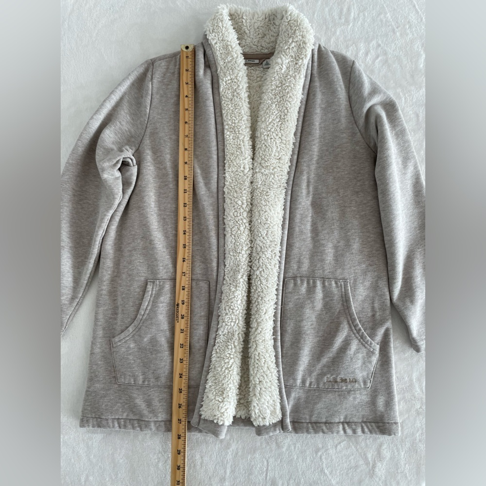 L.L. Bean Size Small 1912 Fleece Lined Cardigan In Oatmeal Heather - Picture 17 of 17